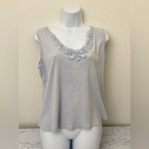 Avenue Ribbed Tank Top Women’s 18/20 Blue Crochet Knit Lacey Pullover Blouse​​